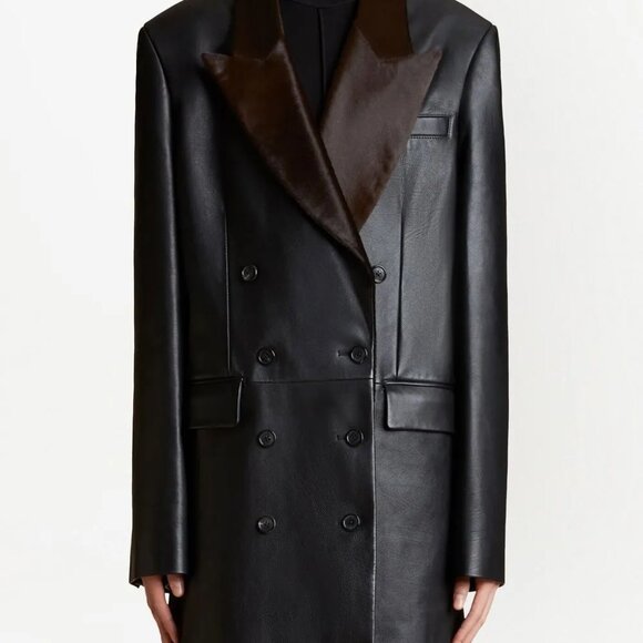NWT Khaite Balton Black Leather Blazer Jacket - Picture 2 of 5